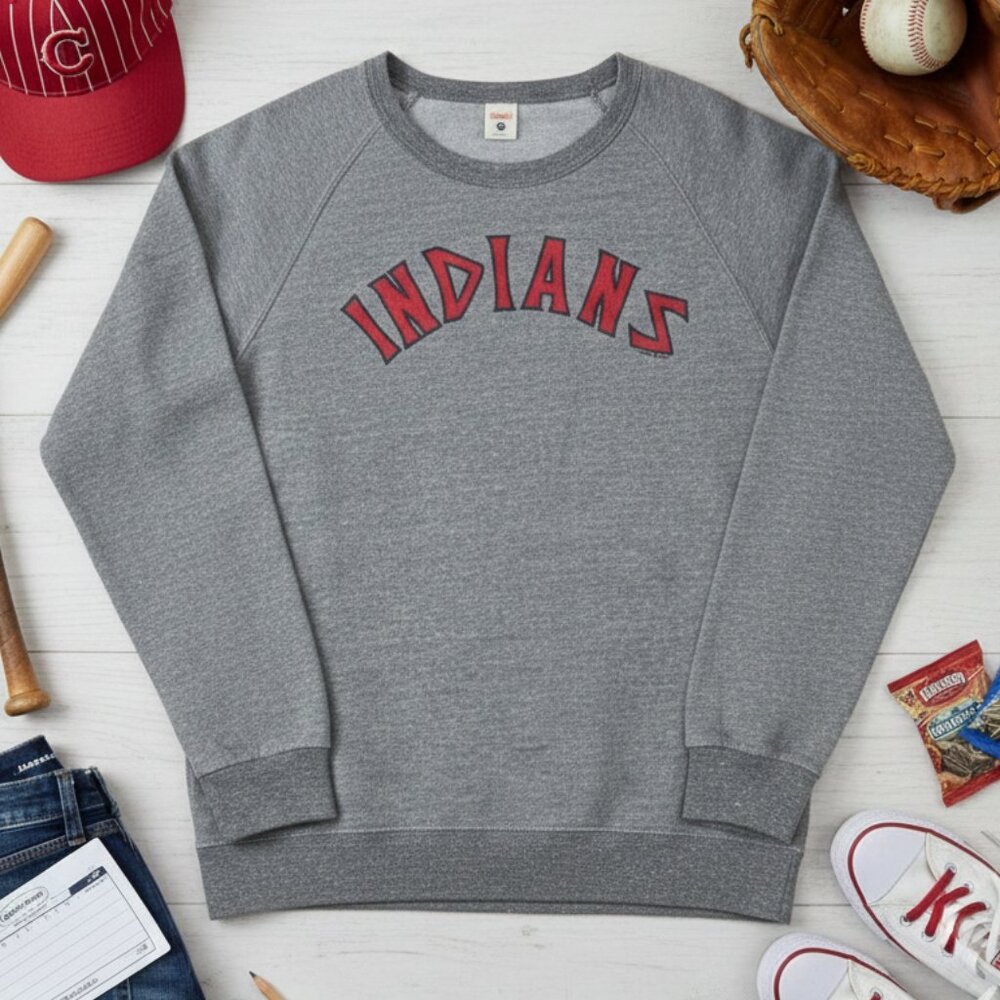 Homage Cleveland Indians Graphic Sweatshirt - Size XL - Heather Grey